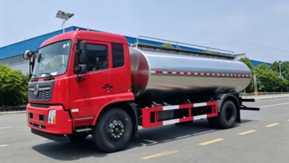 Dongfeng Tianjin fresh milk tank truck - full side view