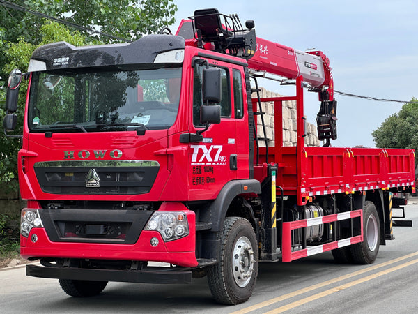 HOWO 4x2LHD Truck| City Crane Truck | 8-Ton 5-Section Boom | MAN Tech 290HP | 5.9m Cargo Box For Sale